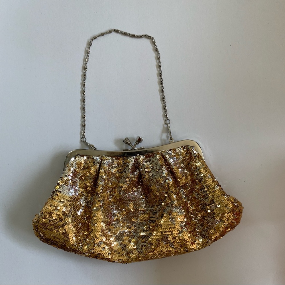 Vintage Elegant Gold Sequin Clutch Bag